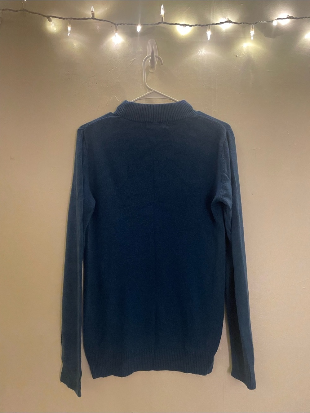Zara Knit Blue Mock Neck Crew Sweater Soft Cozy Cute Spring Summer Longsleeve - Picture 11 of 12